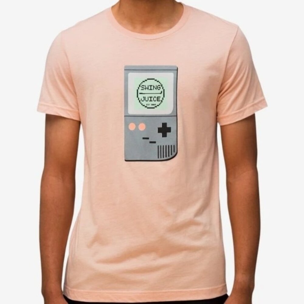 Swing Juice Golf 8-Bit Game Graphic T-Shirt Mens XL Peach Cotton Blend Basic Tee